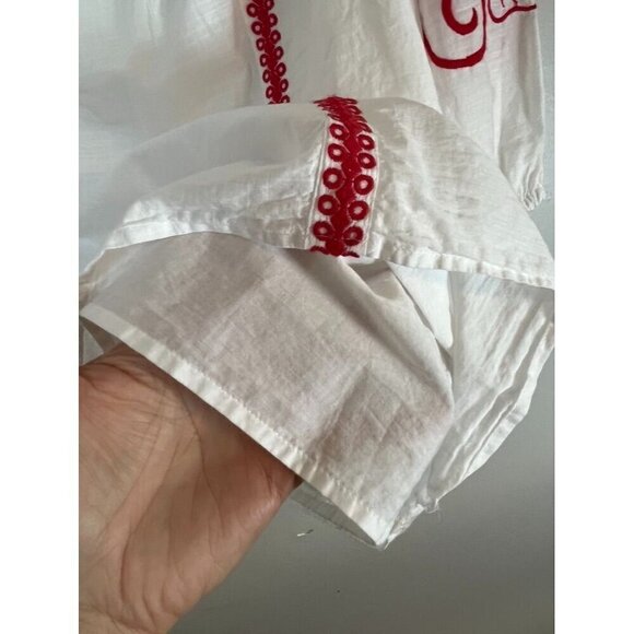 Lane Bryant Top Women 22 Red Off Shoulder Floral Smock Boho Western Hippie 80s - Picture 9 of 15